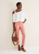 Karlie Button Through Straight Leg Jeans Apricot