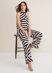 Phillis Striped Wide Leg Trousers Black/Pink