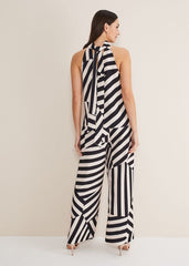 Phillis Striped Wide Leg Trousers Black/Pink