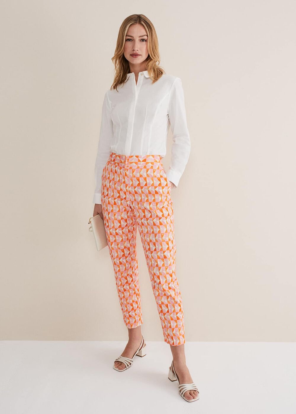 Elysia Geo Cigarette Trousers Pink/Orange