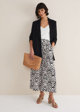 Malaya Printed Wide Leg Culottes Black/Ivory