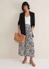 Malaya Printed Wide Leg Culottes Black/Ivory