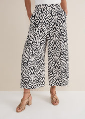 Malaya Printed Wide Leg Culottes Black/Ivory