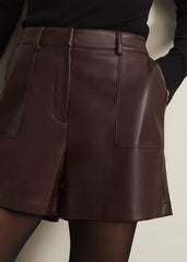 Hadley Faux Leather Shorts Burgundy
