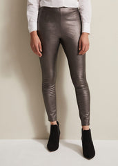 Amina Silver Faux Leather Jeggings Silver