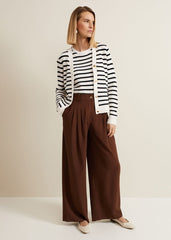 Indiyah Pleated Wide Leg Trousers Brown