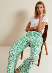 Nylah Printed Wide Leg Trousers Green