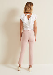 Lindsey Cropped Straight Leg Jeans Pink