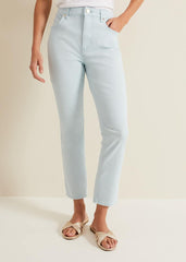 Lindsey Cropped Straight Leg Jeans Blue