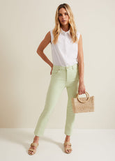 Lindsey Cropped Straight Leg Jeans Green