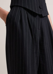 Pia Pinstripe Wide Leg Trousers Navy