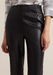 Mya Black Pu Crop Trousers Black