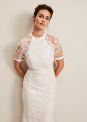 Poppy Embroidered Wedding Dress Pearl