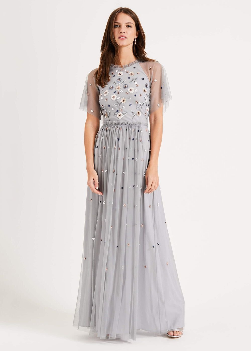 Celestra Embellished Maxi Dress Sky Blue