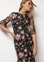 Antonette Embroidered Maxi Dress Black/Multi