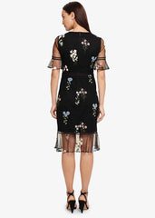 Ditsy Embroidered Dress Black