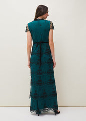 Roberta Layered Maxi Dress Black/Forest