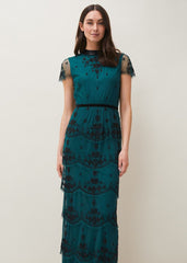 Roberta Layered Maxi Dress Black/Forest