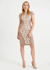 Perdy Tapework Lace Dress Latte/Cream