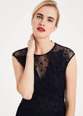 Oiriana Pleated Lace Maxi Dress Navy