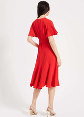 Elena Panelled Dress Fiery Red
