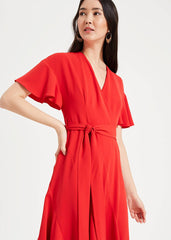 Elena Panelled Dress Fiery Red