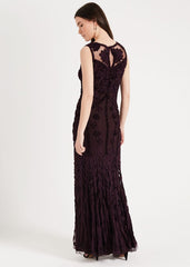 Anoushka Tapework Lace Maxi Dress Burgundy
