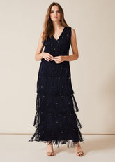 Kandice Fringe Maxi Dress Navy