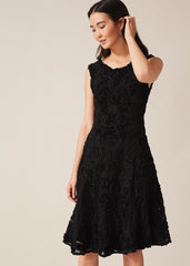 Penelope Tapework Lace Dress Black