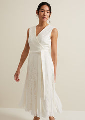 Caterina Embroidered Flared Wedding Dress Pale Cream