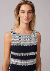 Priyanka Layered Fitted Dress Navy/Ivory
