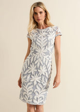 Isobel Tapework Lace Fitted Dress Mineral/ Ivory