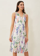 Lonnie Floral Fit And Flare Dress Ivory/Multi