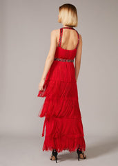 Albertina Fringe Maxi Dress Scarlet
