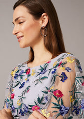 Lorie Floral Embroidered Dress Lavender
