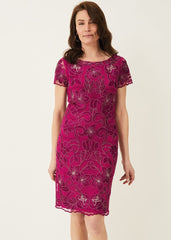Nessa Embroidered Dress Fuchsia