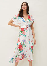 Evadine Floral Tea Dress White Multi