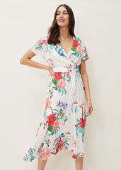Evadine Floral Tea Dress White Multi