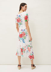 Evadine Floral Tea Dress White Multi