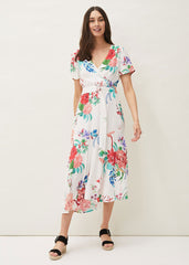 Evadine Floral Tea Dress White Multi