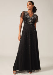 Pascale Jewelled Tulle Dress Black