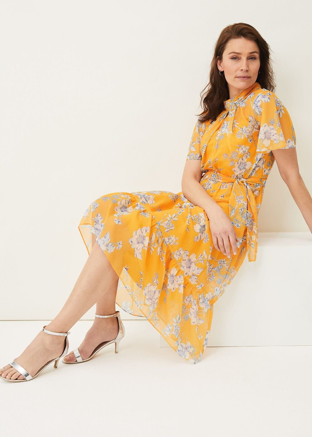 Emmalyn Tiered Georgette Dress Canary