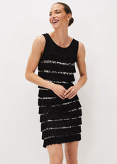 Sofianne Sequin Fringe Dress Black