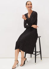 Jessamine Shimmer Knit Dress Gunmetal