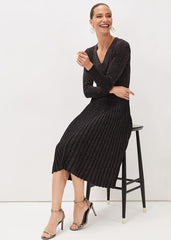 Jessamine Shimmer Knit Dress Gunmetal