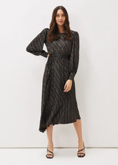 Clairette Asymmetric Sparkle Dress Black