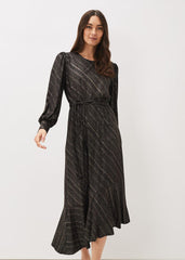 Clairette Asymmetric Sparkle Dress Black