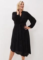Devore Tie Asymmetric Dress Black
