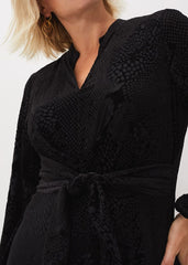 Devore Tie Asymmetric Dress Black