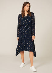 Eve Embroidered Spot Dress Navy Multi